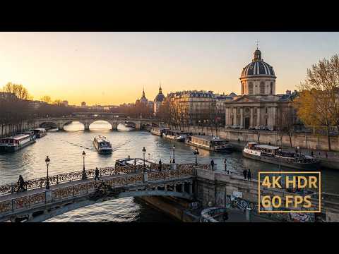 Видео: Пон-дез-Ар: Романтика, виды и музыка в сердце Парижа 4K 60FPS HDR