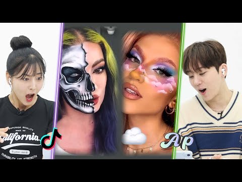 Видео: Эмодзи-макияж?! Корейские мужчина и женщина реагируют на вызов TikTok Emoji | асопо