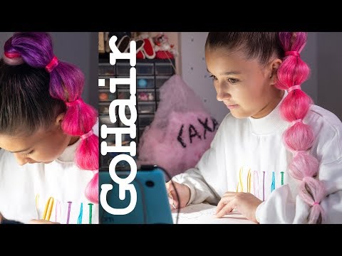 Видео: Коса из пузырьков + Хвост с канекалоном омбре // Bubble braid with colorful kanekalon