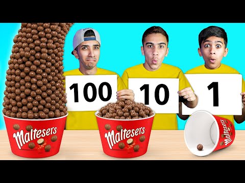 Видео: Тарелочный челлендж (маленький - средний - большой) - победитель выигрывает деньги! 🔥🤑 #3