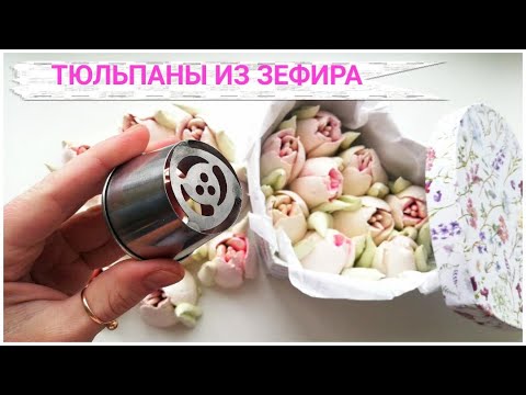 Видео: ТЮЛЬПАНЫ ИЗ ЗЕФИРА 😍💐 Одной НАСАДКОЙ | Наталья Деревянко