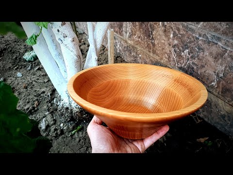 Видео: глубокая тарелка из дерева для фруктов