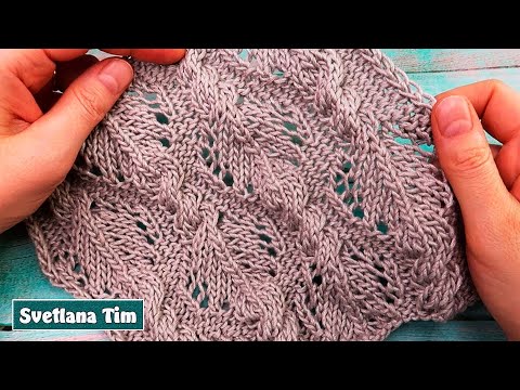 Видео: УЗОРЫ СПИЦАМИ ВЯЗАНИЕ. Красивый Узор "Ажурные Листья и Косы" / knitting patterns № 599
