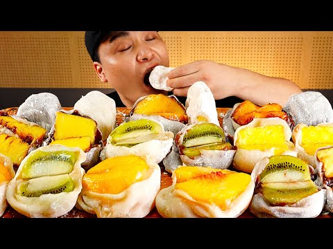 Видео: Фруктовый клейкий рисовый пирог, ананасовый клейкий рисовый пирог, вкусная еда, асмр