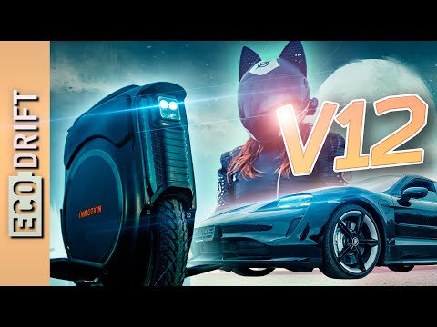 Видео: Обзор моноколеса Inmotion V12 при участии Porsche Taycan