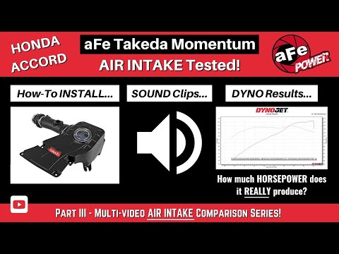 Видео: Honda Accord — воздухозаборник aFe TAKEDA (установка, звук и испытания на динамометре!!!) // Hond...
