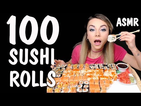 Видео: АСМР Мукбанг 100 Суши Роллов 🍣 ASMR Mukbang 100 SUSHI ROLLS  🍱  Let's Eat 땅 寿司 🥢