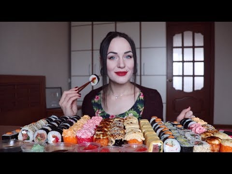 Видео: MUKBANG | 100 суши/роллов съем (нет)? | 100 sushi rolls | не АСМР