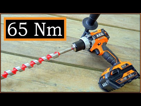 Видео: Крепкая аккумуляторная ударная дрель среднего класса AEG BSB18C2BL