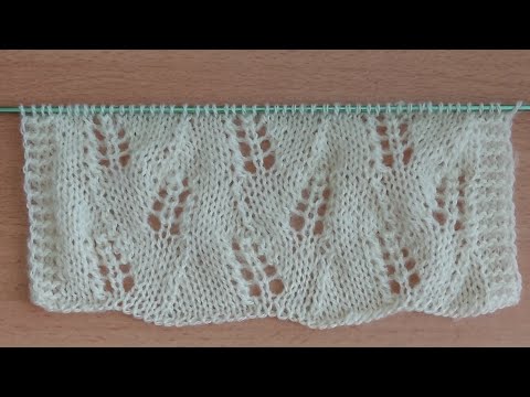Видео: "Ажурные листья ".Красивый нежный узор спицами для туники, топа, маечки, джемпера.