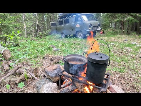 Видео: Рыбалка с ночёвкой на таёжной реке в Карелии.На обратном пути ловим беглянку.