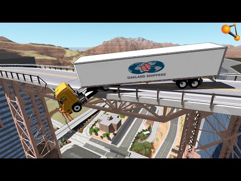 Видео: НА ВОЛОСКЕ ОТ СМЕРТИ! ДАЛЬНОБОЙЩИК ПОВИС НА МОСТУ | BeamNG.drive