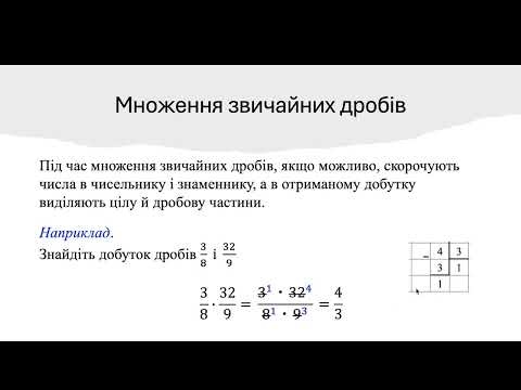 Видео: Множення звичайних дробів