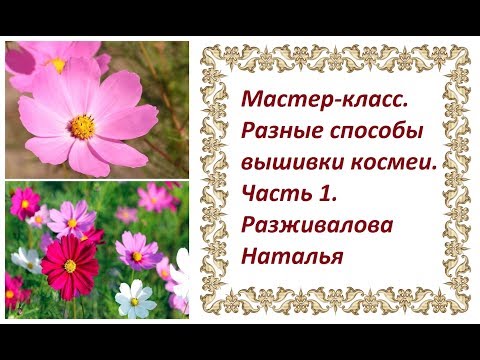 Видео: МК. Разные способы вышивки космеи. Часть 1. Способ 1. Французские узелки, прямые стежки.