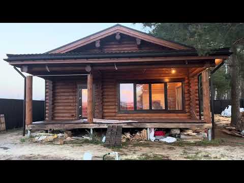 Видео: Дом-баня из рубленного бревна в Павловском Посаде Московской области ч.2