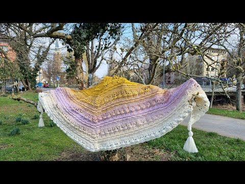 Видео: Триъгълен шал " Памучна сянка " изплетен на една кука / Cotton schades Shawl crochet