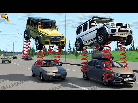 Видео: ГЕЛИКИ НА ПРУЖИНАХ! БЕЗУМНЫЕ ПРЫЖКИ НА ДОРОГЕ | BeamNG.drive