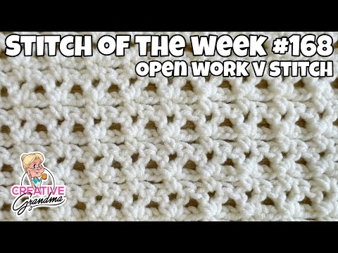 Видео: Простой узор недели крючком № 168 Ажурный V-образный столбик — повтор двух рядов! #вязание крючком