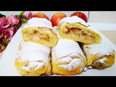 Видео: ШТРУДЛИ С ЯБЛОКАМИ.🍎🍎🍎. Простая и вкусная выпечка.#выпечка #bakery #випічка 