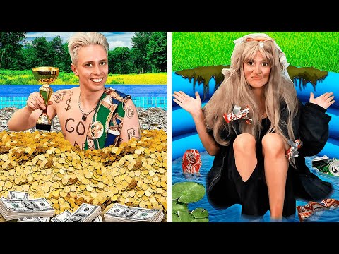 Видео: БОГАТЫЙ мальчик vs БЕДНАЯ девочка бассейн Челлендж! Часть2