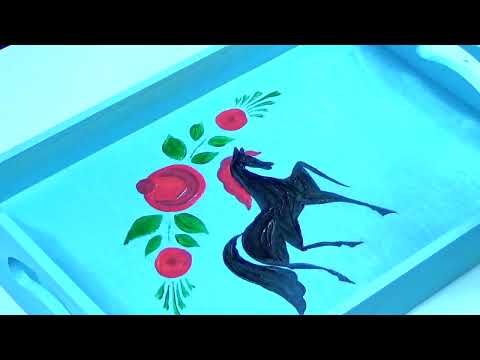 Видео: Рисуем декоративную лошадь на деревянном изделии. Городецкая роспись