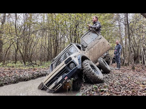 Видео: Это не лайт: снова суточное рубилово! Нивы прыгают в грязь, Jeepы валят лес