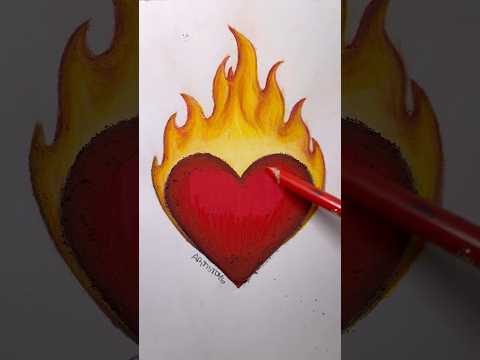Видео: ❤️ + 🔥 Реалистичный рисунок пылающего сердца! ✍️ #shortsart #drawing #artistomg