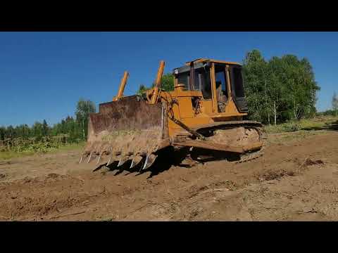 Видео: Корчевка сельхоз земли, бульдозер чтз Б10