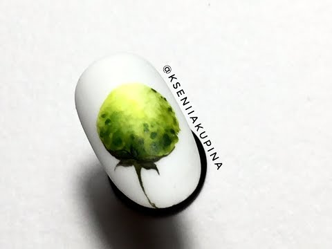 Видео: Акварельный дизайн ногтей "Цветочный бутон"