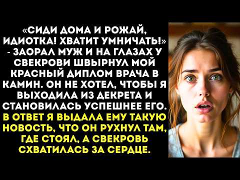 Видео: «Сиди дома, кобыла! Я твой диплом сжег!» — муж швырнул в печь мой красный диплом врача.