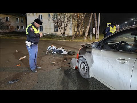 Видео: Юный питбайкер без прав и шлема напоролся на поворотливую "киянку"