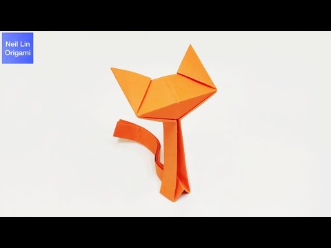Видео: Оригами КОШКА из бумаги - Оригами КОТИК из бумаги