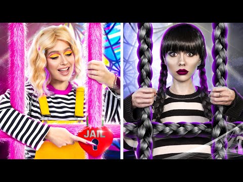 Видео: Уэнсдей Аддамс vs Инид в реальной жизни! Уэнсдей в тюрьме! Экстремальное преображение!