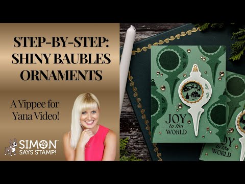 Видео: Создайте потрясающую рождественскую открытку: шаг за шагом: блестящие елочные шары