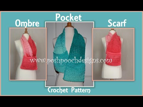 Видео: Узор для вязания крючком шарфа с карманом омбре
