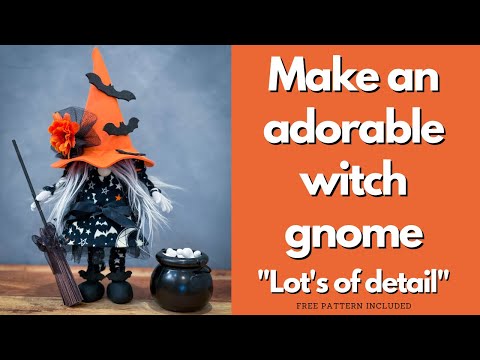 Видео: Маленькая ведьма-гном на Хэллоуин/Гном на Хэллоуин/Осенний гном