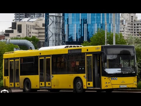 Видео: Киевский автобус МАЗ 203 бортовой номер 1855 маршрут номер 27 запись полного оборота.