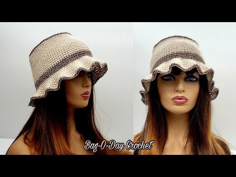 Видео: Вязаная крючком шляпа-ведро | Вязаная крючком садовая шляпа | Урок вязания крючком Bag O Day 592