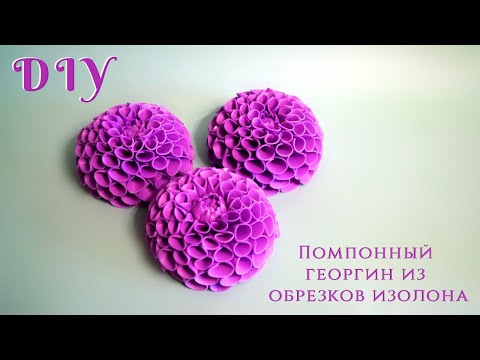 Видео: Помпонный георгин из обрезков изолона. МК. DIY