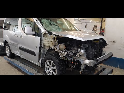 Видео: Пежо Партнер с ободранной бочиной и подбитой мордой. сложности с запчастями.