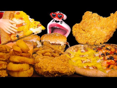 Видео: Половина пиццы, бургер с говядиной и креветками, большая целая куриная ножка! 🍕🍔🍗