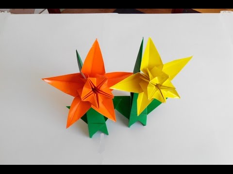 Видео: Нарцисс оригами, 5 лепестков (František Grebeníček); Narcis origami, 5 petals