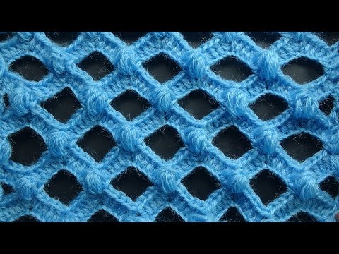 Видео: Ажурный узор вязания с шишечками Openwork crochet pattern 85