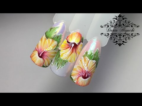 Видео: Гибискус!!! Китайская Роза!!! Флористика Дизайн Ногтей!!!