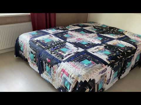 Видео: Новое покрывало из блоков в технике Изба. Шитье из полос. Лоскутный блок Изба.