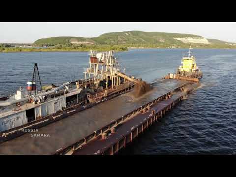 Видео: На реке Волга / добыча песка / июнь 2019 г./ Самарская область / остров Голодный / Russia