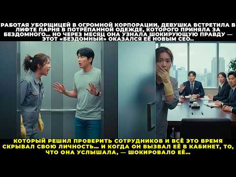 Видео: Уборщица нахамила бездомному в лифте… Но, увидев его в кабинете CEO, она не поверила глазам...
