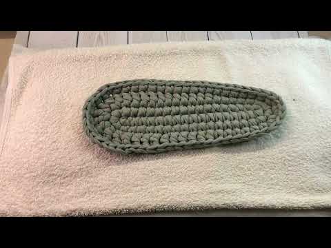 Видео: ВТО стельки для тапочек из ленточной пряжи.