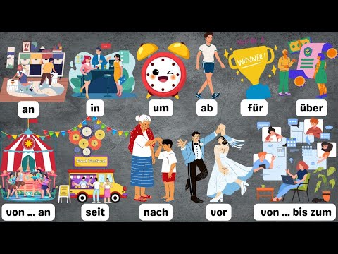 Видео: Все временные предлоги с указанием времени | an, in, um, bis, ab, von…an, vor, nach, seit, von…bis