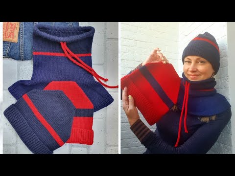 Видео: МК Спортивная шапочка "Петушок", мужская/женская. Пряжа Ализе Лана Голд Классик.